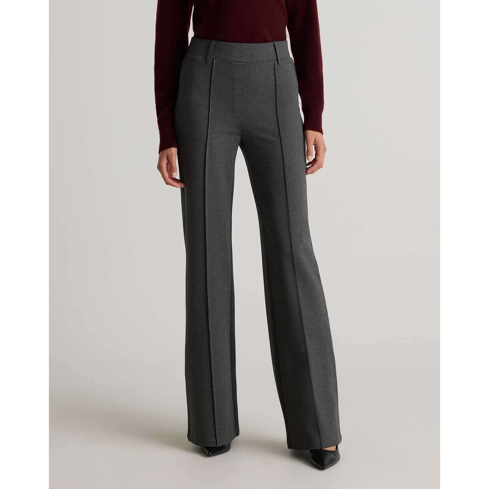 Quince Ultra Stretch Ponte Flare Leg Pants Small Charcoal Minimal Office Travel